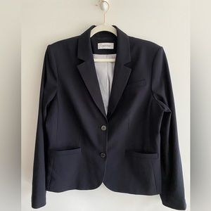 Black Calvin Klein Blazer with Pockets and 2-Button Front Closure